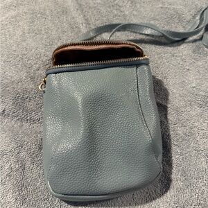 Elegant Blue Leather Crossbody Bag